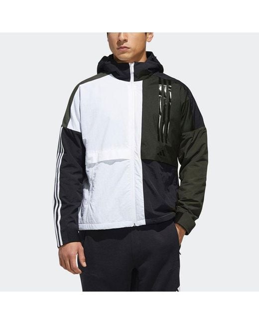 Adidas Blue O2 Wb Cb Fleece Lined Logo Casual Sports Hooded Jacket for men