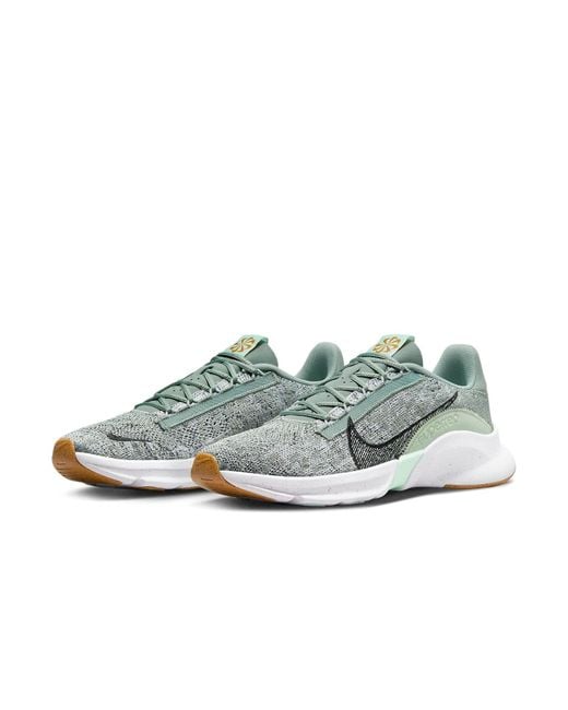 Nike White Superrep Go 3 Flyknit 'Dusty Sage Gum' for men