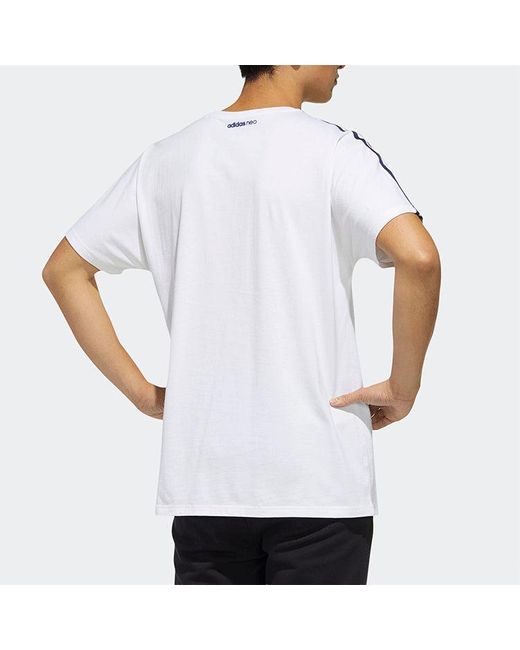 Adidas White Neo Pattern Printing Sports Short Sleeve T-Shirt for men
