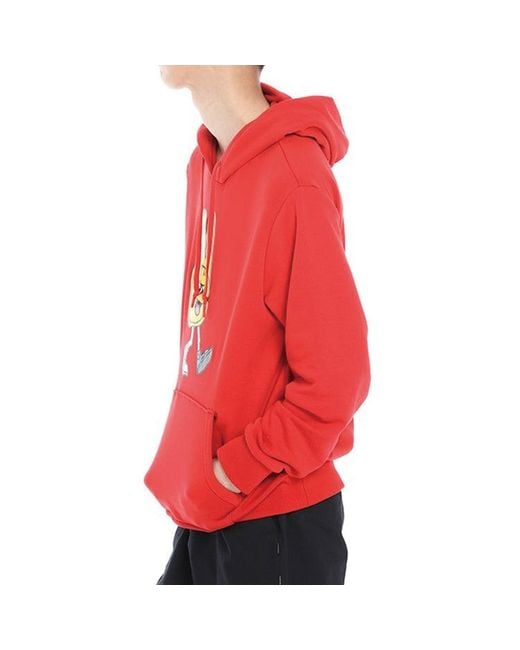 Converse Red Finger Letter Print Hooded Drawstring Sweatshirt for men