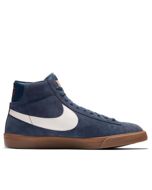 Nike Blue Blazer Mid Mid Tops Retro Skateboarding Shoes for men