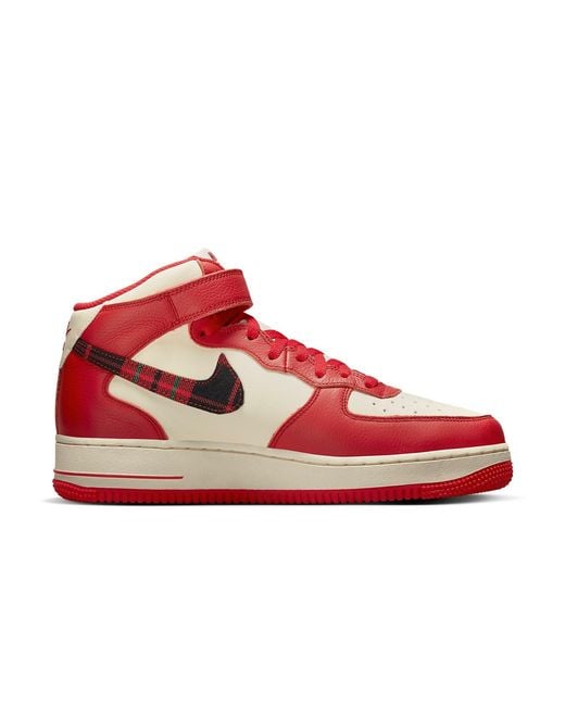 Nike Red Air Force 1 Mid '07 Lx Plaid' for men