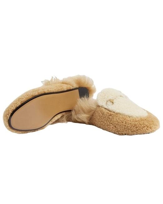 Gucci Natural (Wmns) Horsebit Shearling Slippers