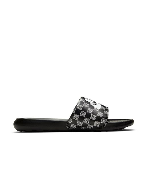 Nike Black Victori One Printed Slide 'Just Do It Checker' for men