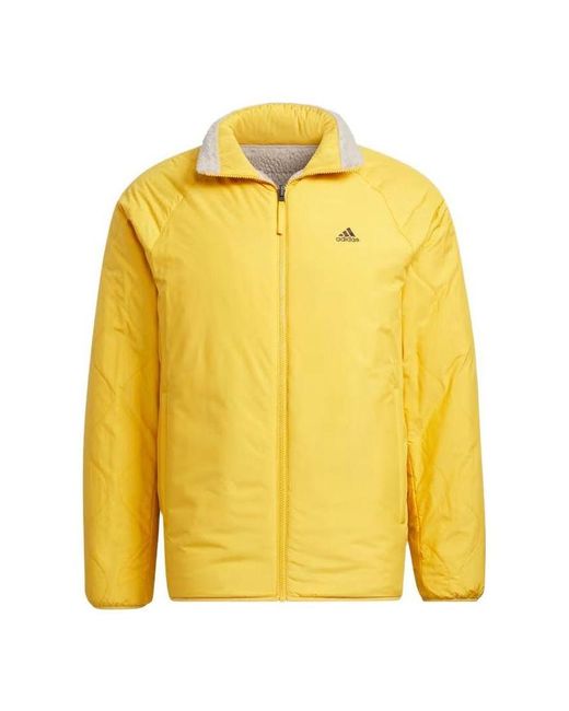 Adidas Yellow Sherpa Reversible Padded Jacket for men