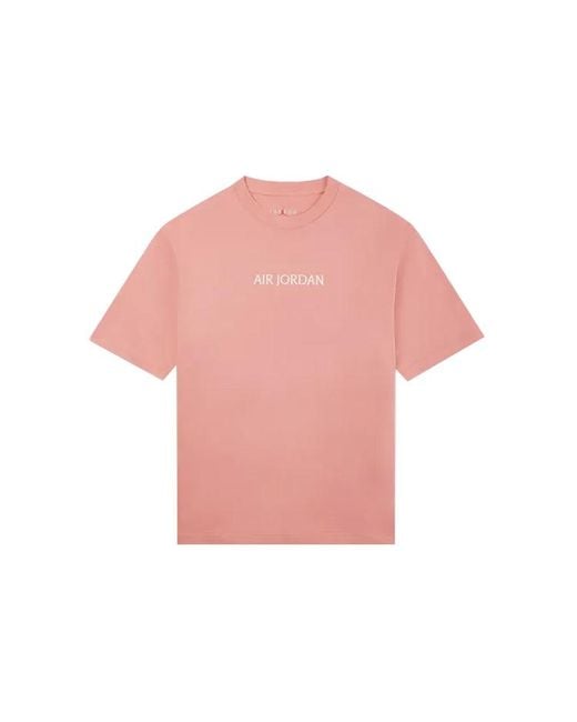 Nike Pink Solid Color Alphabet Logo Printing Round Neck Short Sleeve T-Shirt for men