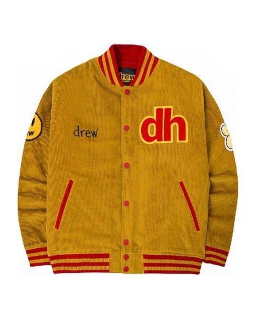 Drew House Yellow Corduroy Varsity Jacket for men