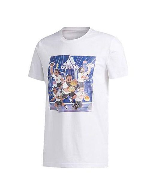 Adidas Blue Basketball Cartoon Printing Short Sleeve for men