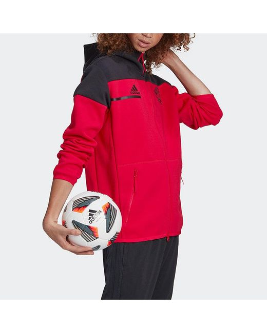 Adidas Red Manchester United 20-21 Season Soccer/Football Sports Jacket for men