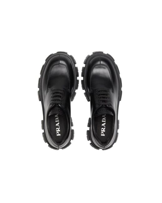 Prada Black (Wmns) Monolith Brushed Calf Derby Shoes