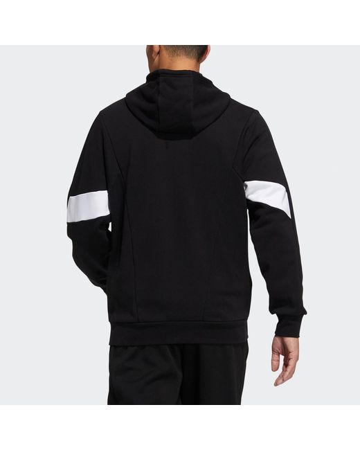 Adidas Black St Kn Block Jkt Sports Training Knit Hooded Logo Jacket for men