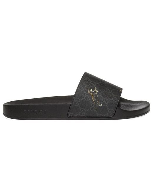 Gucci Black Gg Supreme Slide 'Tiger' for men