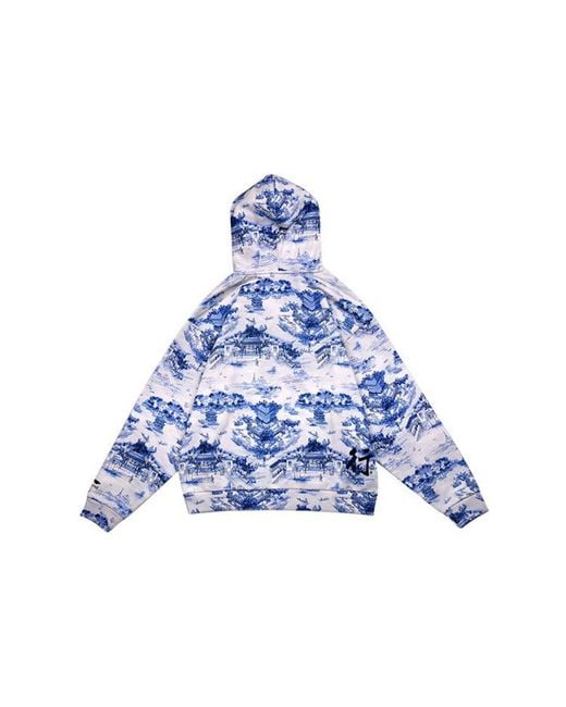 Li-ning Blue Full Print Loose Pullover Hoodie for men