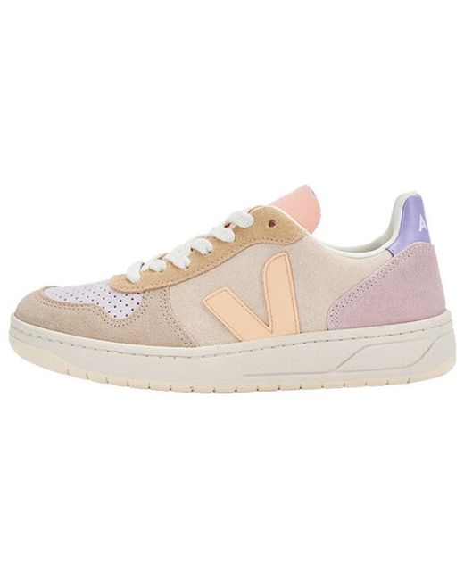 Veja Pink V-10 Lace-Up Suede Sneakers
