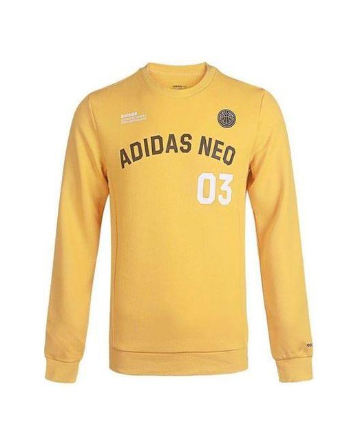 Adidas Yellow Neo M Cs Vrsty Sw Logo Printing Knit Sports Round Neck Pullover for men