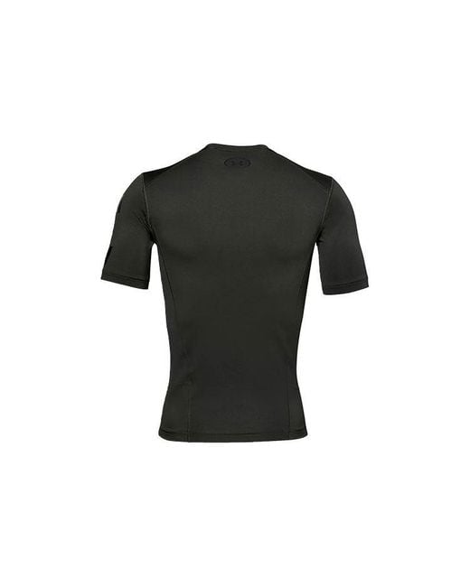 Under Armour Black Casual Breathable Round Neck Tight Sports Short Sleeve for men