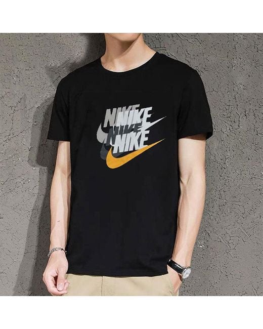 Nike Black As Nsw Prem Ss Tee Athleisure Casual Sports Logo Printing Short Sleeve T-Shirt for men