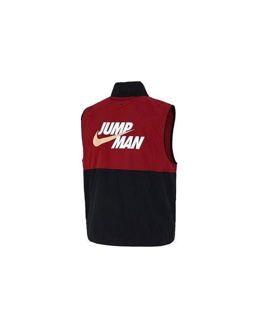 Nike Red Casual Alphabet Printing Zipper Splicing Vest for men