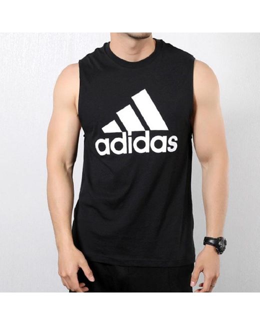 Adidas Black Sports Stylish Round Neck Vest for men