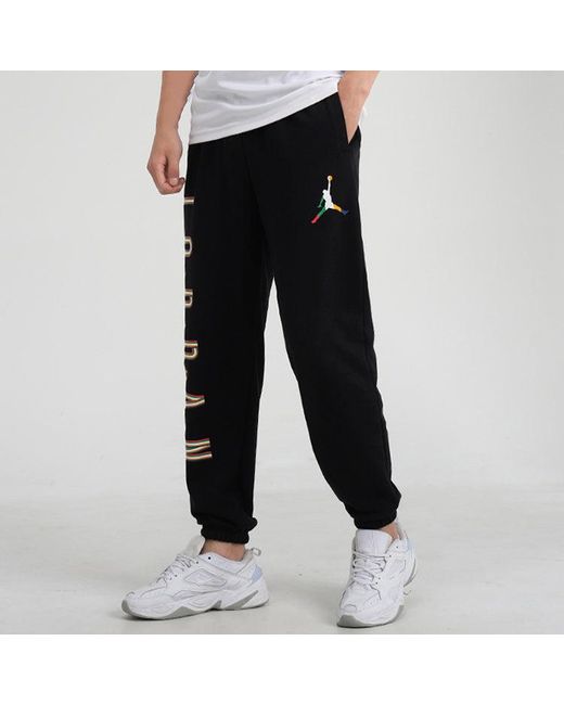 Nike Black Colorful Flying Logo Printing Sports Long Pants for men