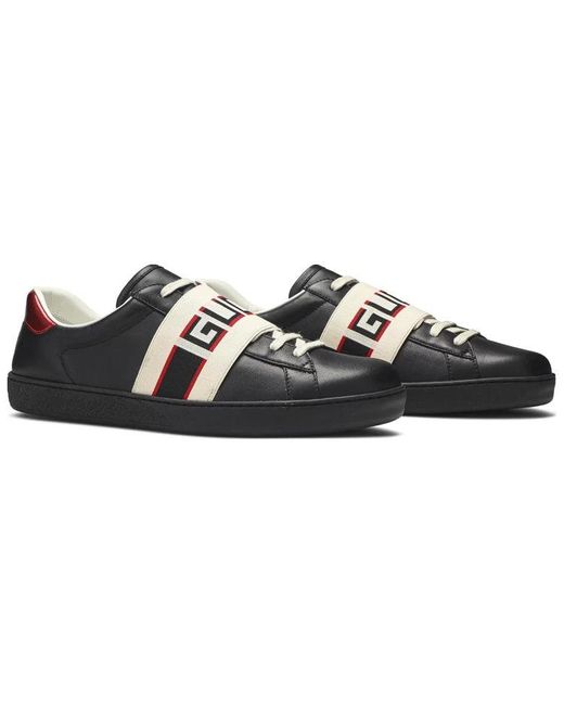 Gucci Black 523469 Ace Shoes Calf-skin Leather Casual Sneakers (GGM1715) for men