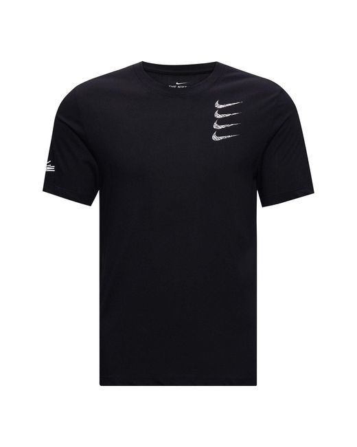 Nike Black Round Neck Training Short Sleeve 'Multi Swoosh' for men