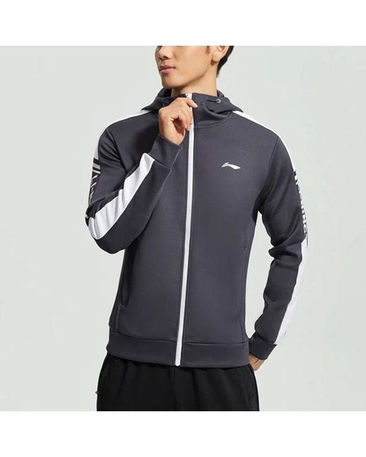Li-ning Blue Logo Training Full Zip Hooded Jacket 'Ink' for men