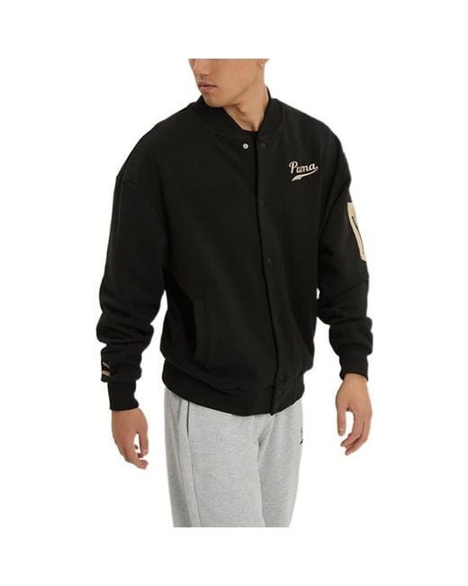 PUMA Black Logo Baseball Jacket for men