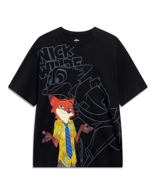 Li-ning Black X Disney Zootopia Graphic T-Shirt for men