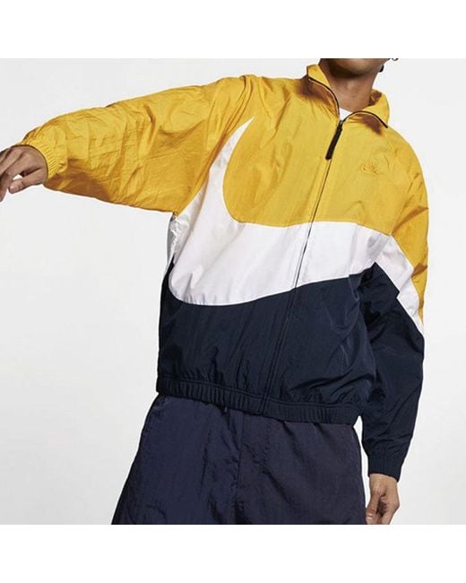 Nike Yellow Zipper Knitted Colorblock Sports Windproof Jacket for men