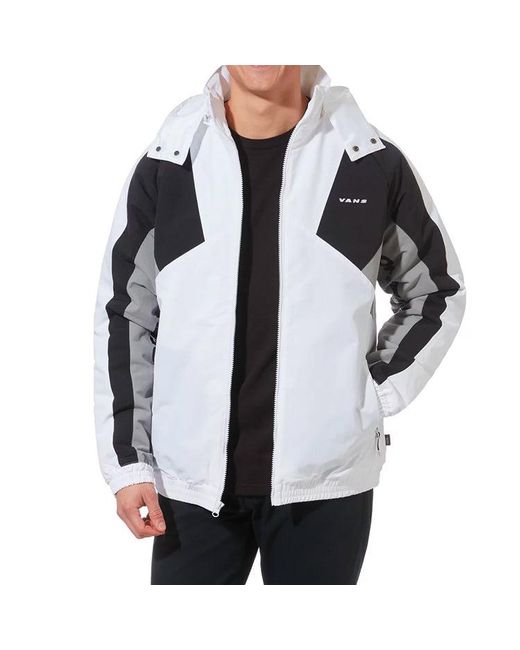 Vans Blue Contrast Color Stitching Hooded Athleisure Casual Sports Jacket for men