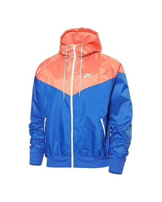 Nike Blue Colorblock Zipper Windproof Hooded Jacket for men