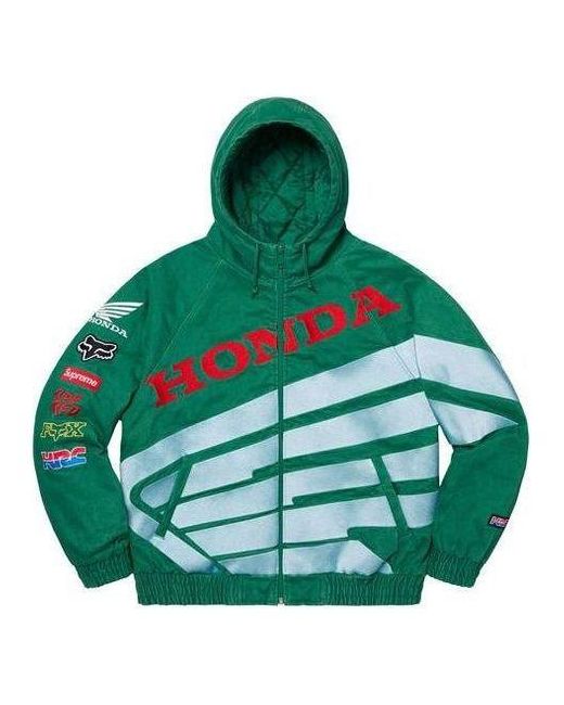 Supreme Green X Honda Fox Racing Puffy Zip Up Jacket