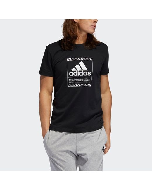 Adidas Black Bos Metallic Sports Stylish Printing Round Neck Short Sleeve for men