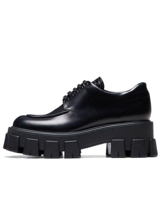 Prada Black (Wmns) Monolith Brushed Calf Derby Shoes