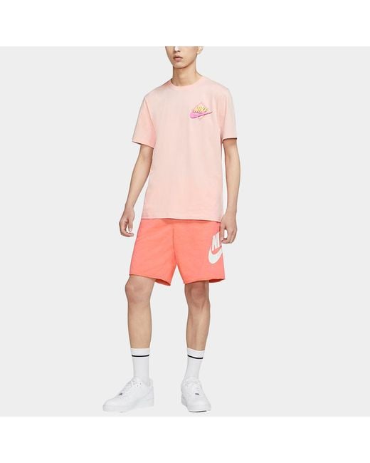 Nike Pink Sportswear Back Printing Sports Short Sleeve for men