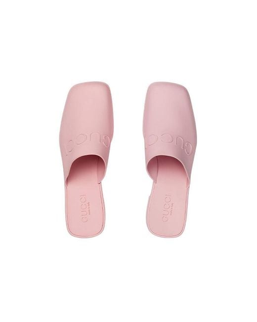 Gucci Pink (Wmns) Logo Rubber Mule