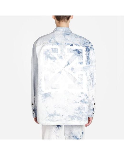 Off-White c/o Virgil Abloh White Colour Colour Rendering Ink Lapel Loose Denim Jacket for men