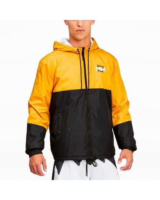 PUMA Yellow Mvp Windbreaker Drawstring Hooded Woven Jacket for men