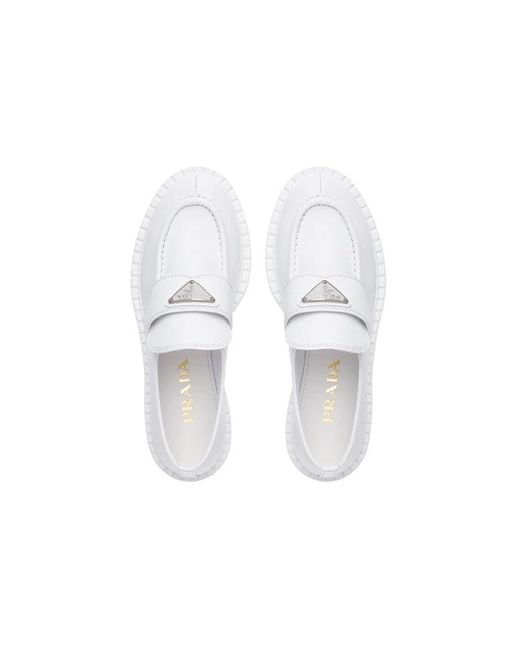 Prada White (Wmns) Leather Loafers
