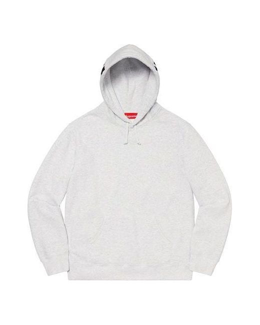 Supreme White Rib Hooded Sweatshirt for men