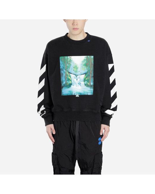 Off-White c/o Virgil Abloh Blue Pullover Loose Printing for men