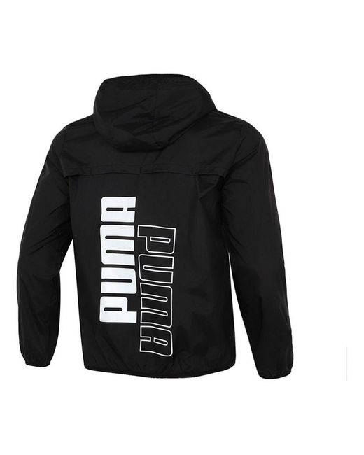 PUMA Black Athleisure Casual Sports Windproof Running Woven Jacket for men