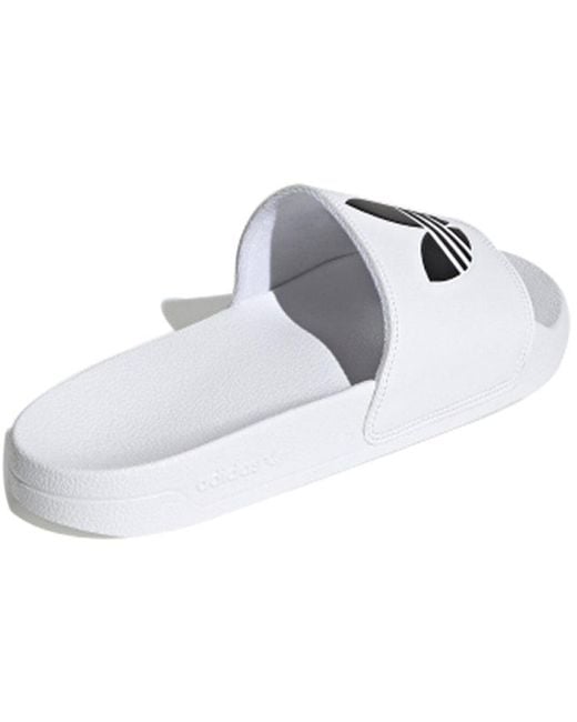 Adidas White Adilette Lite Slides 'Trefoil Logo for men
