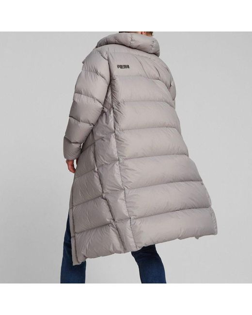 PUMA Gray Lightweight Hooded Down Coat for men