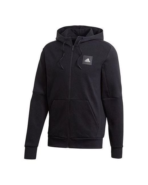 Adidas Blue Mhs Fz Sta Sports Hooded Knitted Jacket for men