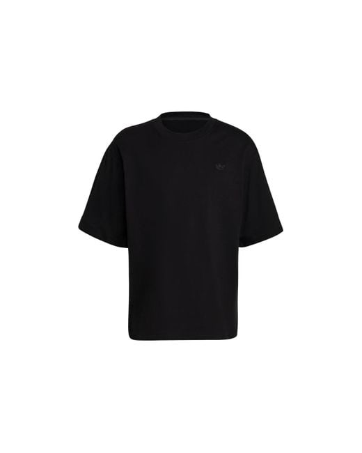 Adidas Black Originals Solid Color Logo Round Neck Pullover Short Sleeve for men