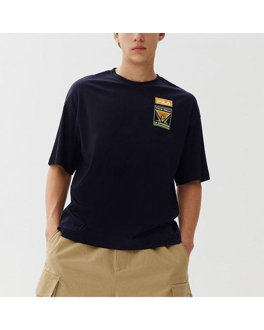 Fila Blue Printing Loose Short Sleeve for men