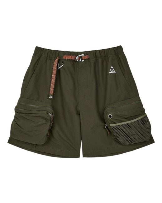 Nike Green Acg Multiple Pockets Outdoor Cargo Loose Casual Straight Shorts for men