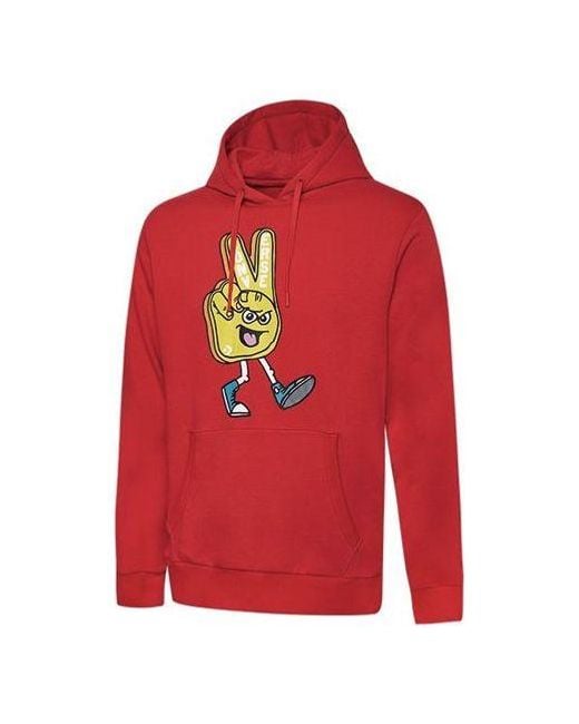 Converse Red Finger Letter Print Hooded Drawstring Sweatshirt for men